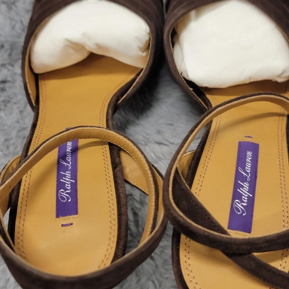 Ralph Lauren Purple Label Heels Womens EU 40 Brown Bacall‎ 2 Kid Suede Stiletto